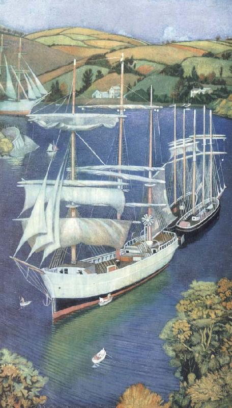 Joseph E.Southall Brigs on the Fowey Estuary oil painting picture